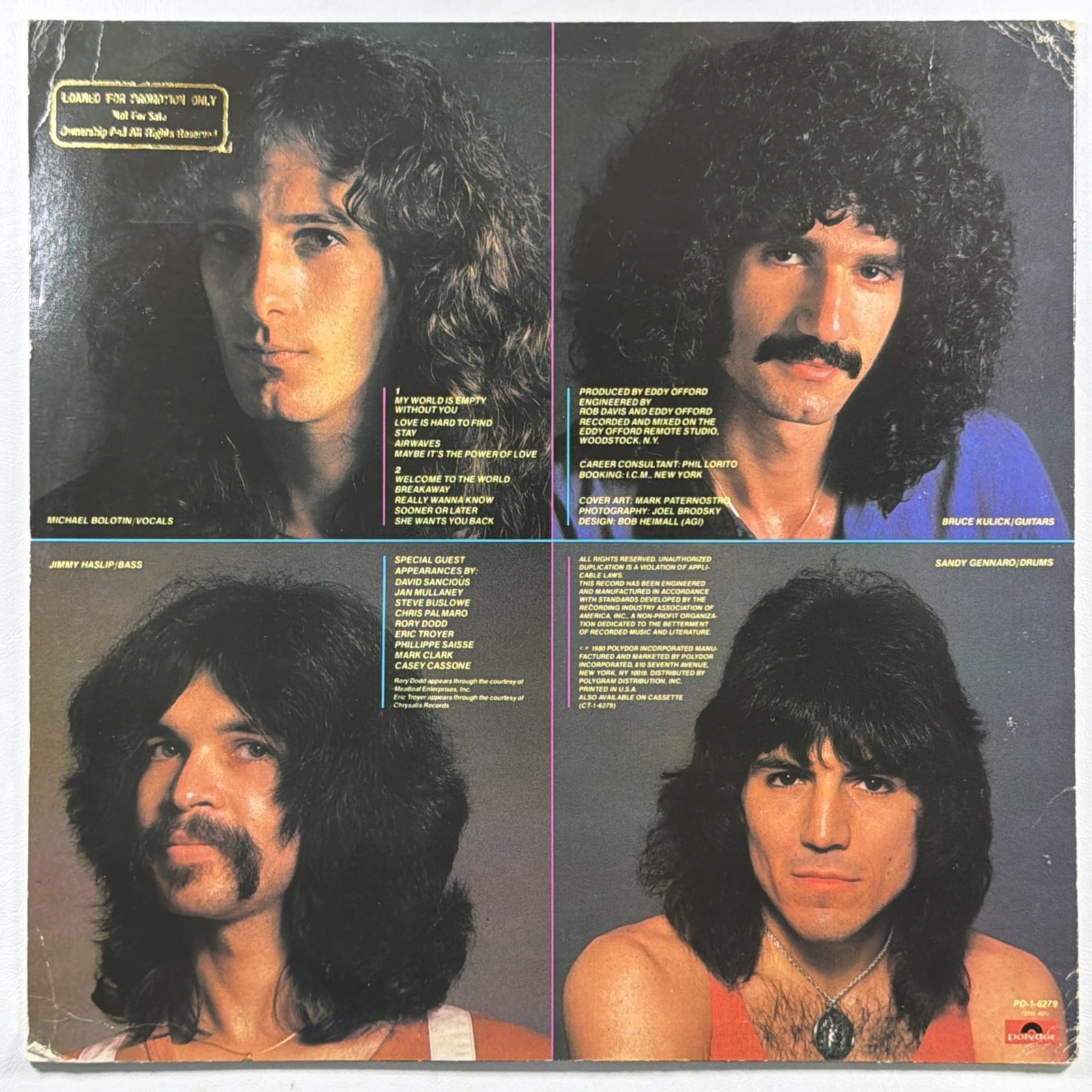 Blackjack - Worlds Apart LP Polydor PD 1-6279 NM 1980 Promo Michael Bolton Rock - Image 2