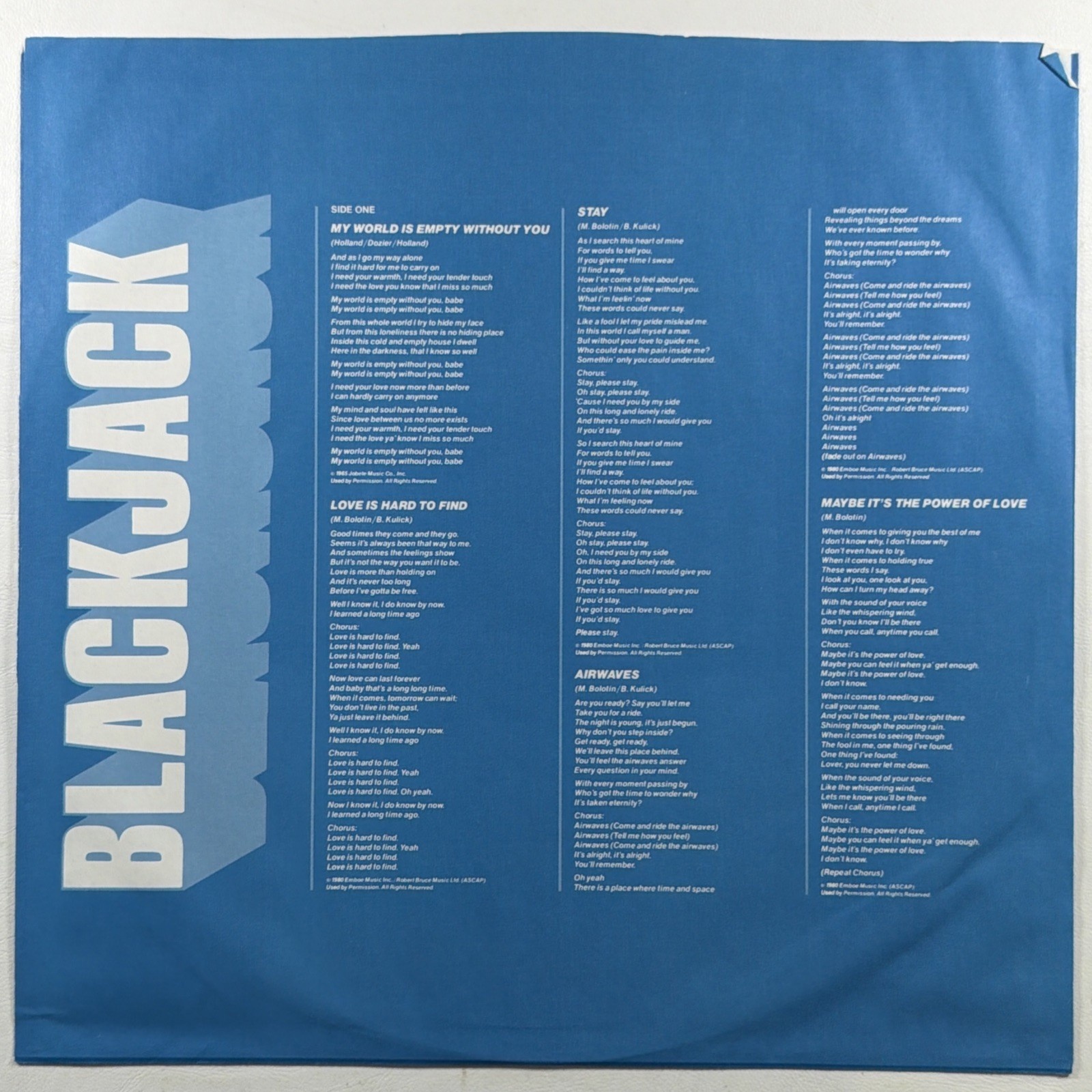 Blackjack - Worlds Apart LP Polydor PD 1-6279 NM 1980 Promo Michael Bolton Rock - Image 4
