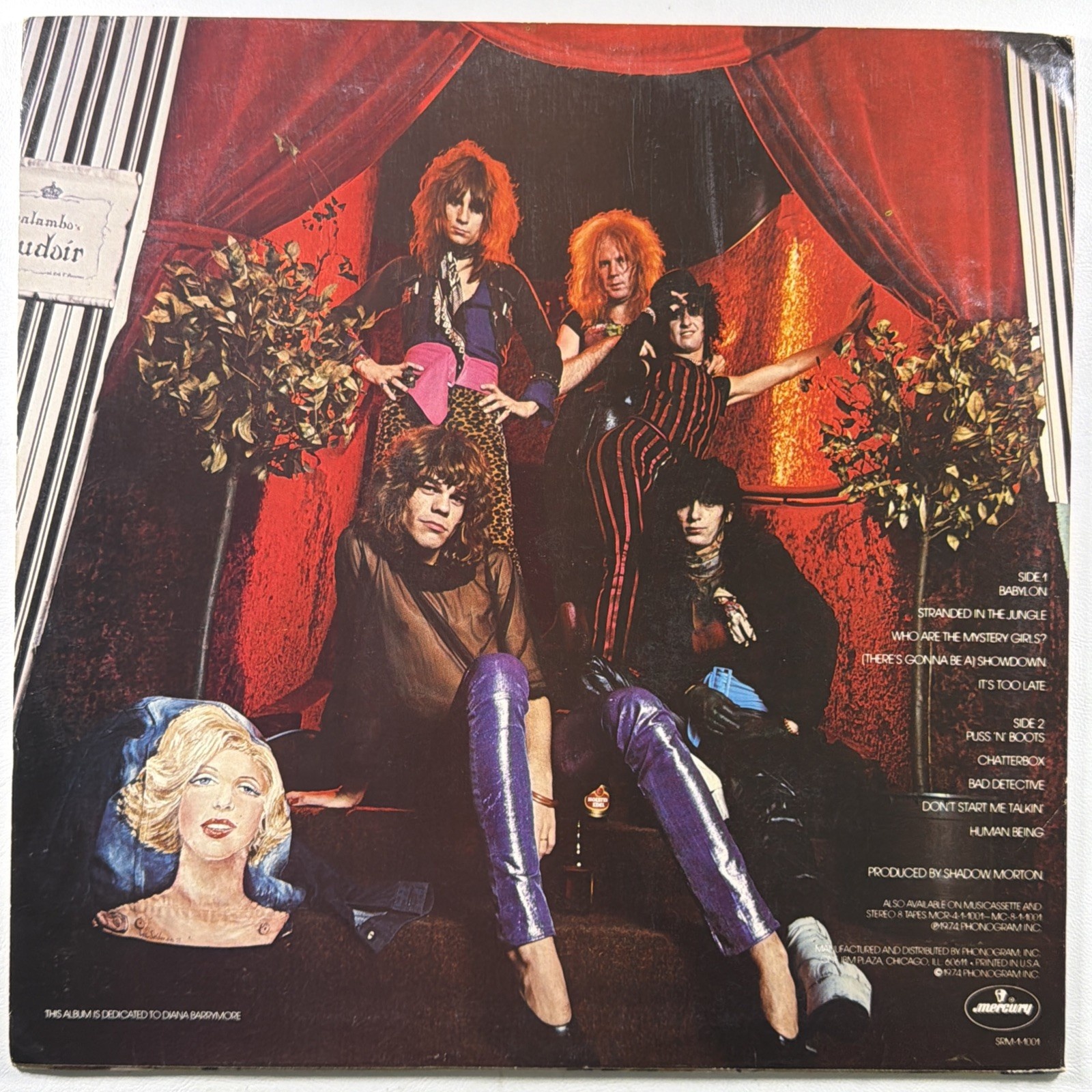 New York Dolls - Too Much Too Soon LP Mercury SRM-1-1001 EX Promo 1974 Glam Rock - Image 2
