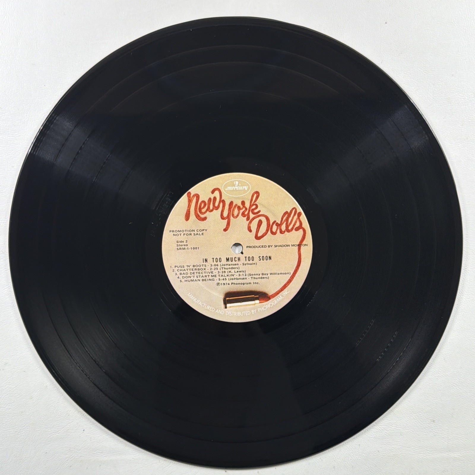 New York Dolls - Too Much Too Soon LP Mercury SRM-1-1001 EX Promo 1974 Glam Rock - Image 4