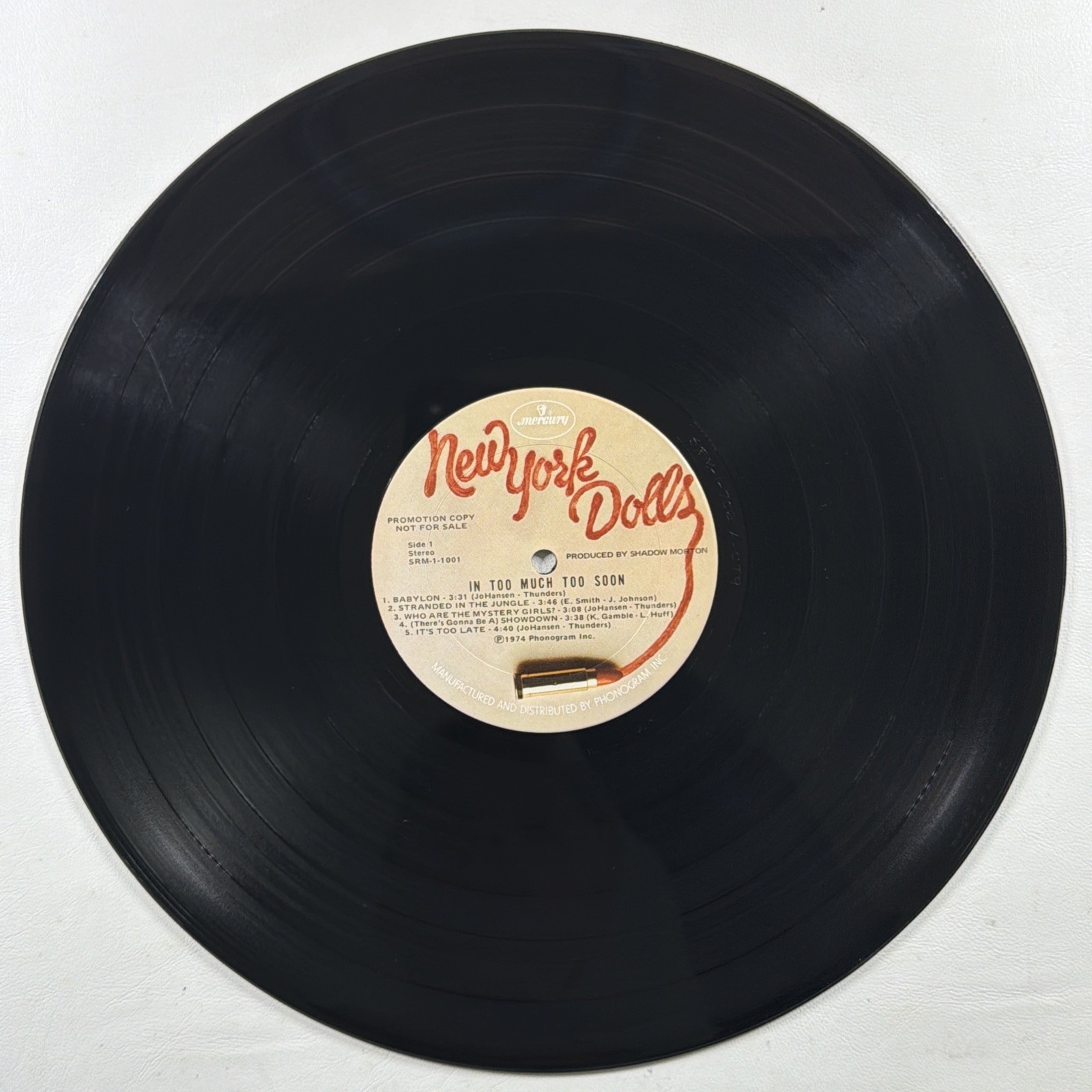 New York Dolls - Too Much Too Soon LP Mercury SRM-1-1001 EX Promo 1974 Glam Rock - Image 5