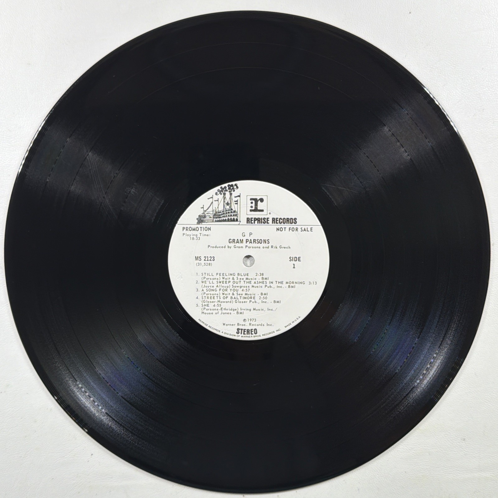 Gram Parsons - GP LP RepriSE Warner MS 2123 EX Promotional White Label 1973 Gate - Image 6