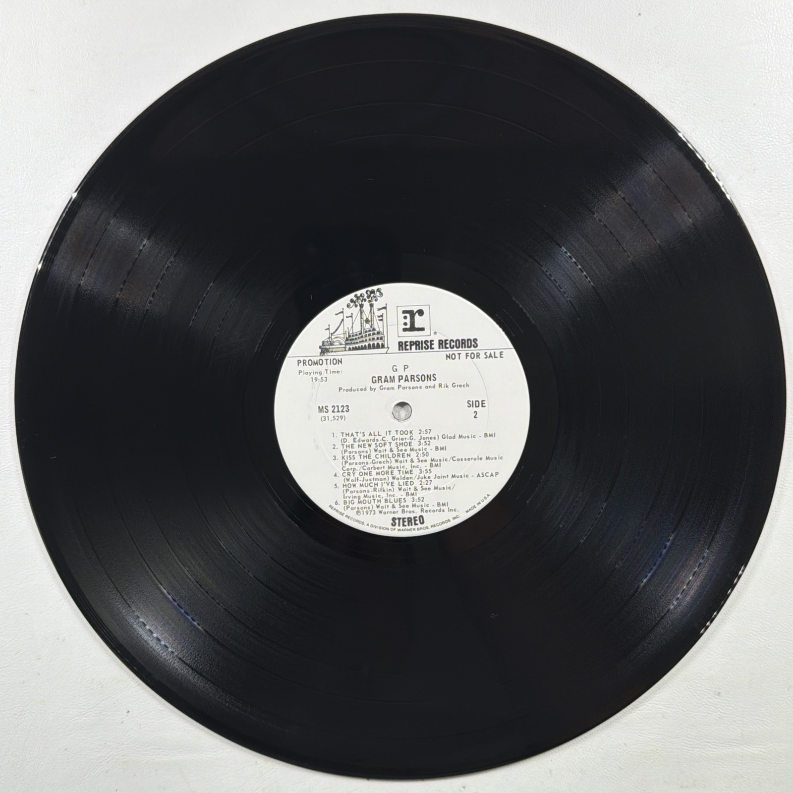 Gram Parsons - GP LP RepriSE Warner MS 2123 EX Promotional White Label 1973 Gate - Image 7