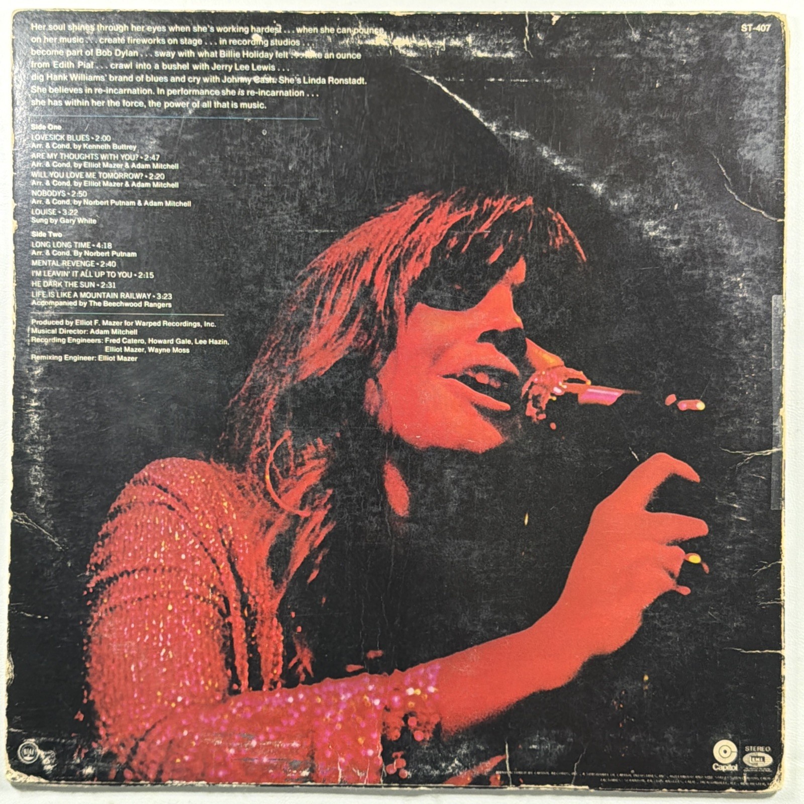 Linda Ronstadt - Silk Purse LP Capitol ST-407 VG+ 1970 Will You Love Me …? - Image 3