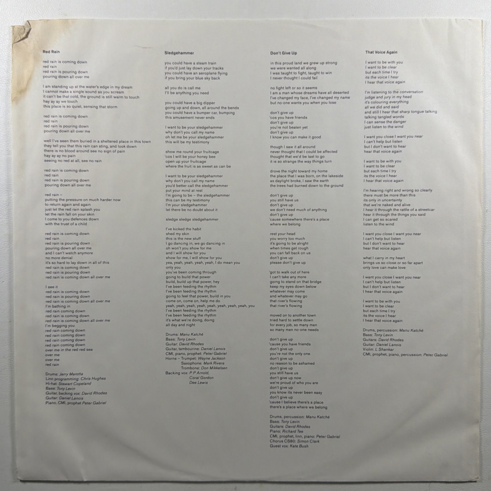 Peter Gabriel - So LP Geffen Records GHS 24088 NM Promo 1986 Hype Sticker - Image 3