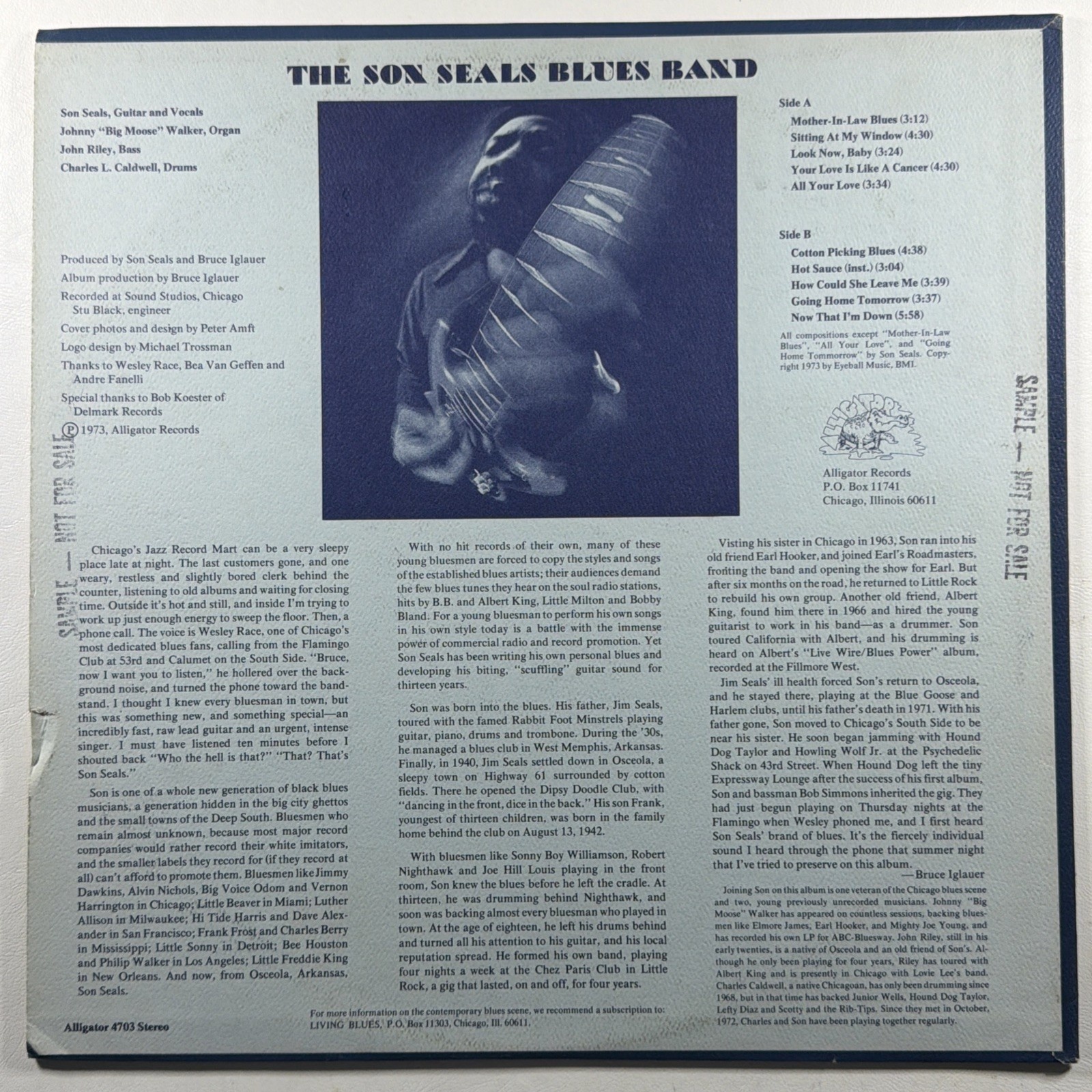 The Son Seals Blues Band LP Alligator 4703 NM 1973 Promo Chicago Blues Insert - Image 2