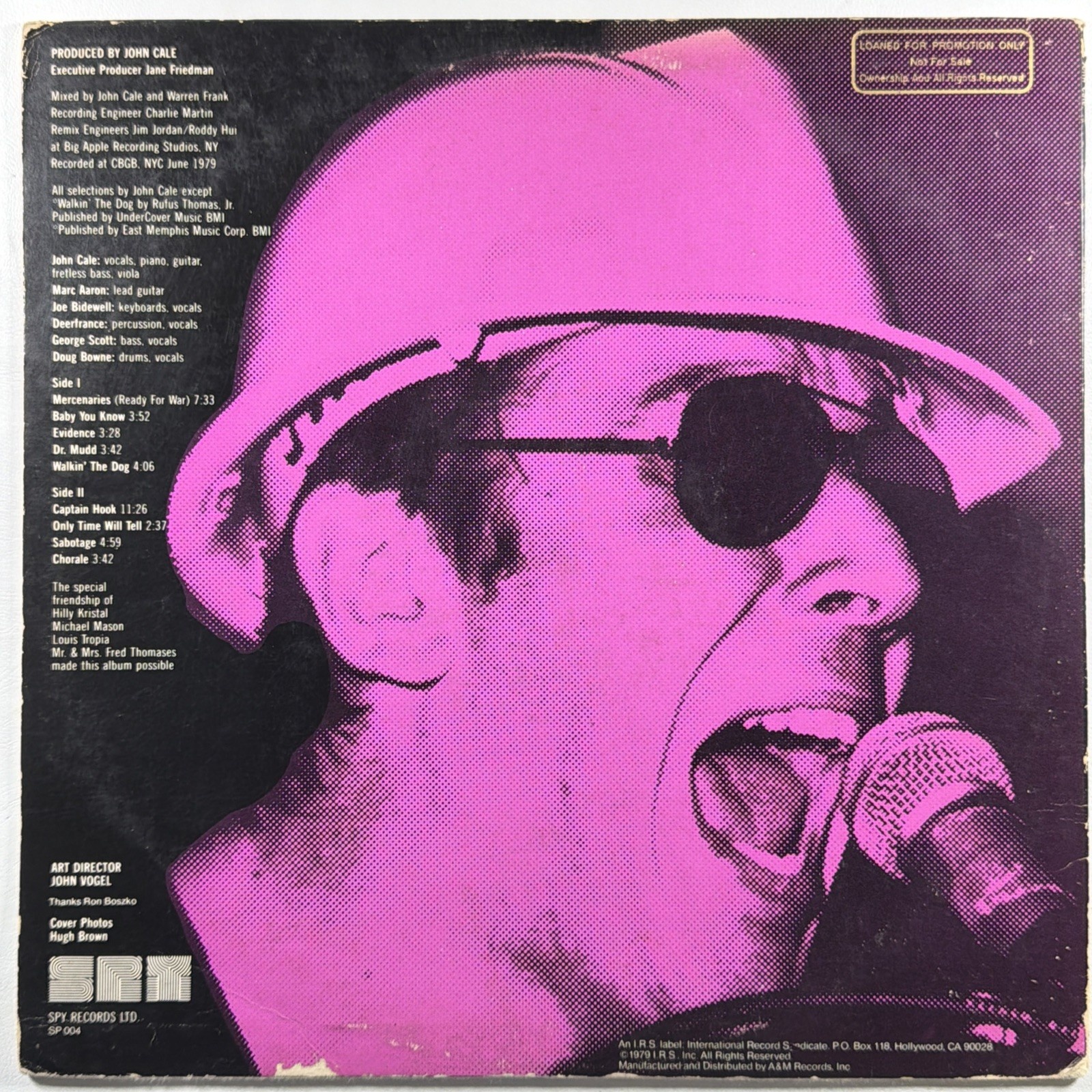 John Cale - Sabotage/Live LP Spy Records SP 004 EX 1979 Promo - Image 2