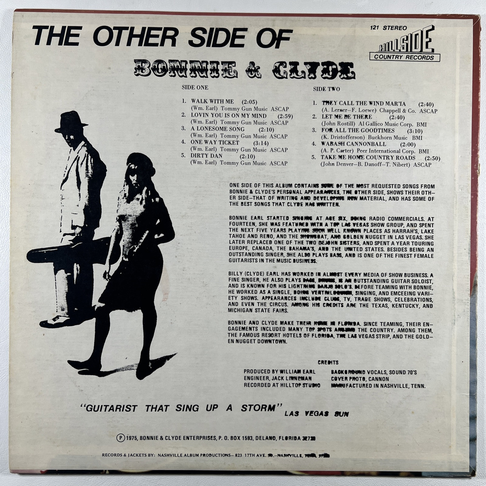 Bonnie & Clyde - The Other Side Of Bonnie & Clyde LP Hillside VG Autographed - Image 3